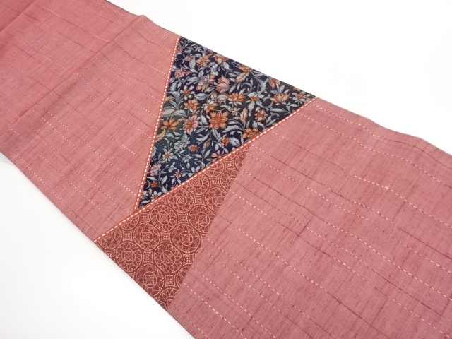 JAPANESE FUKURO OBI / TSUMUGI / FLOWER ARABESQUE